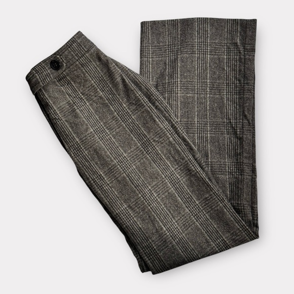 MaxMara Brown Black Plaid Wool Straight Leg Pant Trousers 2 - Picture 4 of 14